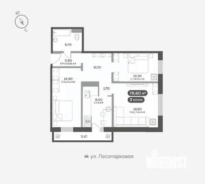 3-к квартира, вторичка, 77м2, 11/17 этаж
