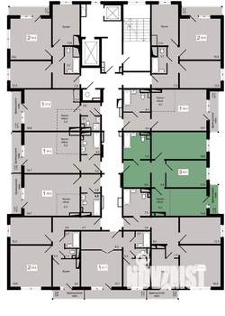 3-к квартира, строящийся дом, 66м2, 2/17 этаж