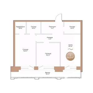 2-к квартира, вторичка, 65м2, 10/24 этаж