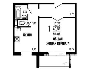 1-к квартира, вторичка, 45м2, 2/17 этаж