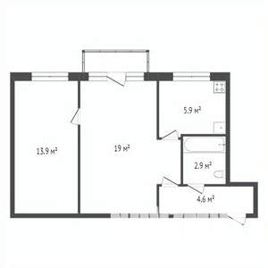 2-к квартира, вторичка, 45м2, 4/5 этаж