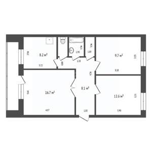 3-к квартира, вторичка, 60м2, 4/5 этаж