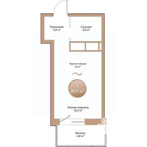 1-к квартира, вторичка, 26м2, 11/24 этаж