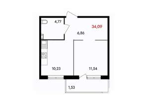 1-к квартира, вторичка, 34м2, 2/18 этаж