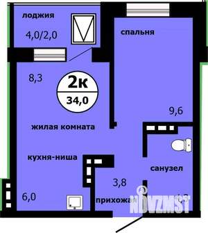 2-к квартира, строящийся дом, 33м2, 18/19 этаж