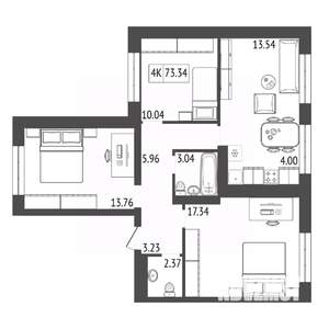 4-к квартира, вторичка, 73м2, 4/17 этаж