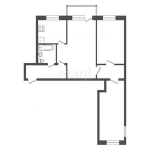 3-к квартира, вторичка, 56м2, 4/4 этаж