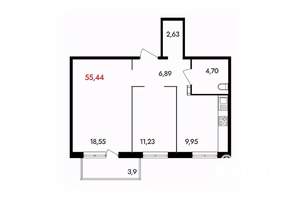 2-к квартира, вторичка, 56м2, 7/18 этаж