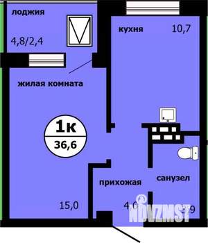 1-к квартира, вторичка, 36м2, 6/19 этаж