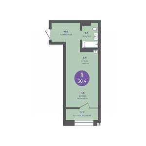 1-к квартира, вторичка, 30м2, 7/24 этаж