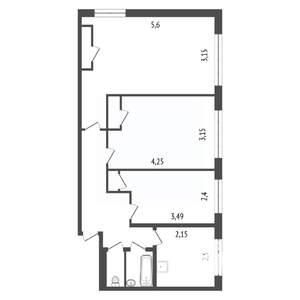 3-к квартира, вторичка, 58м2, 4/5 этаж