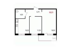 2-к квартира, вторичка, 52м2, 8/18 этаж