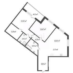 3-к квартира, вторичка, 68м2, 3/8 этаж