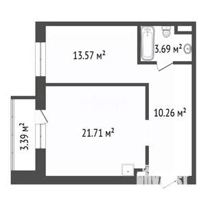 2-к квартира, вторичка, 50м2, 9/12 этаж