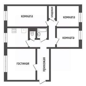 4-к квартира, вторичка, 84м2, 1/10 этаж