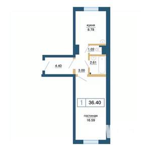 1-к квартира, строящийся дом, 36м2, 1/17 этаж