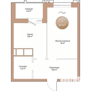 1-к квартира, строящийся дом, 41м2, 11/24 этаж