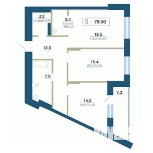 3-к квартира, вторичка, 79м2, 12/24 этаж