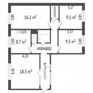 4-к квартира, вторичка, 78м2, 1/9 этаж