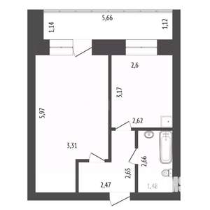 1-к квартира, вторичка, 34м2, 11/14 этаж