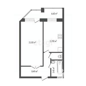 1-к квартира, вторичка, 47м2, 13/16 этаж