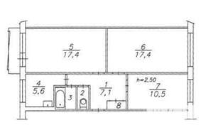 3-к квартира, вторичка, 62м2, 3/5 этаж