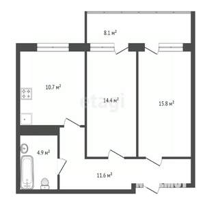 2-к квартира, вторичка, 57м2, 7/14 этаж