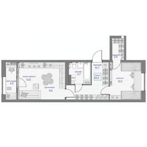 2-к квартира, вторичка, 53м2, 20/24 этаж