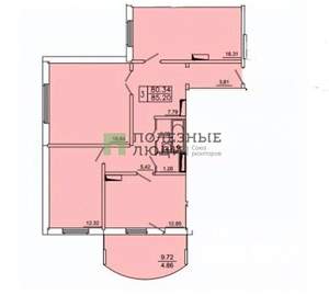 3-к квартира, вторичка, 80м2, 7/16 этаж