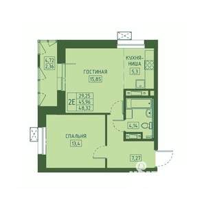 2-к квартира, вторичка, 48м2, 8/23 этаж