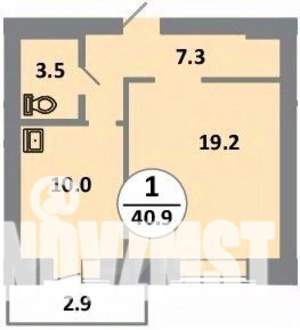 1-к квартира, строящийся дом, 41м2, 10/14 этаж