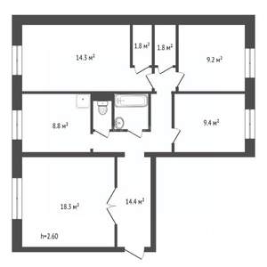 4-к квартира, вторичка, 82м2, 1/9 этаж