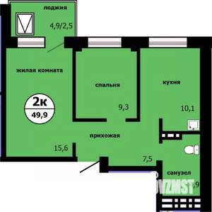 2-к квартира, строящийся дом, 49м2, 12/19 этаж