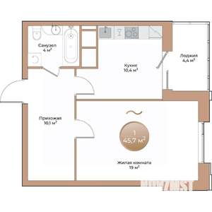 1-к квартира, вторичка, 46м2, 10/24 этаж