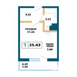 1-к квартира, вторичка, 25м2, 11/17 этаж