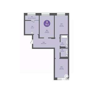3-к квартира, вторичка, 79м2, 7/24 этаж