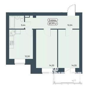 2-к квартира, строящийся дом, 58м2, 2/9 этаж