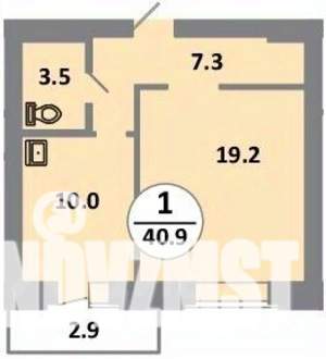 1-к квартира, вторичка, 41м2, 7/14 этаж