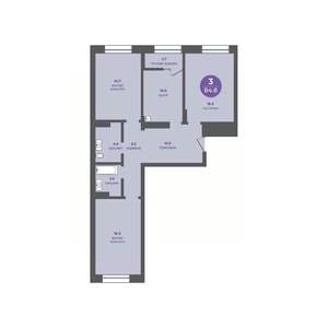 3-к квартира, вторичка, 85м2, 9/10 этаж