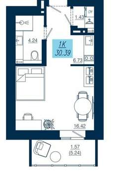 1-к квартира, вторичка, 30м2, 18/19 этаж