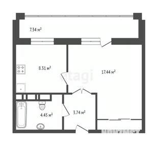 1-к квартира, вторичка, 34м2, 8/9 этаж