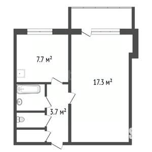 1-к квартира, вторичка, 33м2, 1/5 этаж