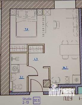 Студия квартира, вторичка, 31м2, 2/2 этаж
