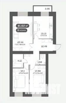 3-к квартира, вторичка, 77м2, 14/15 этаж
