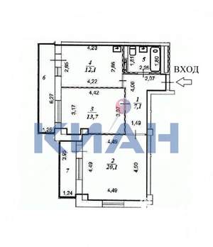 2-к квартира, вторичка, 57м2, 3/17 этаж