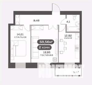 2-к квартира, вторичка, 60м2, 10/15 этаж