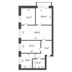 4-к квартира, вторичка, 61м2, 5/5 этаж