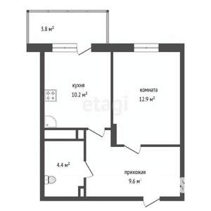 1-к квартира, вторичка, 36м2, 2/21 этаж