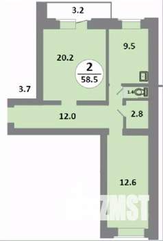 3-к квартира, строящийся дом, 60м2, 12/14 этаж