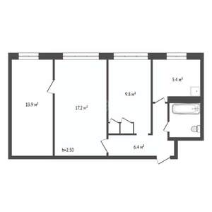 3-к квартира, вторичка, 56м2, 1/5 этаж